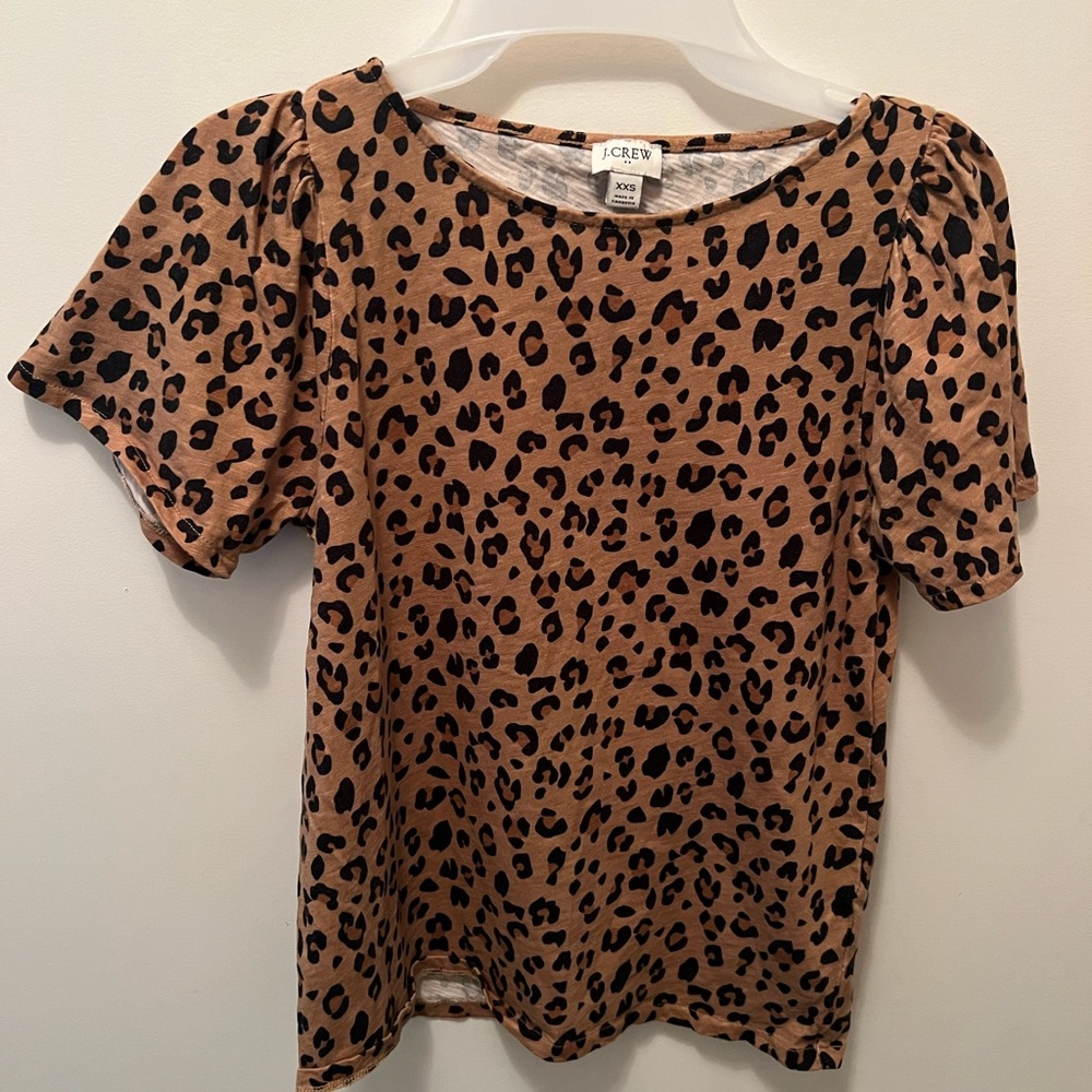 J Crew Puff Sleeve Top Leopard